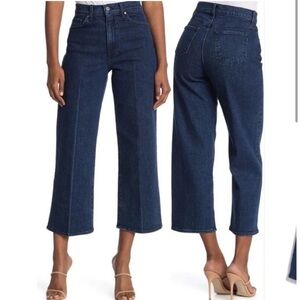 BLDWN High Waisted Cropped Wide Leg Pleated Jeans Aura